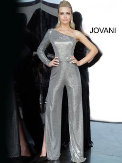 Style 1722 Jovani Silver Size 6 Holiday Tall Height Jumpsuit Dress on Queenly