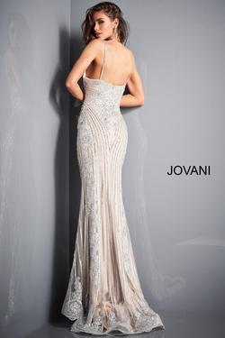 Style 5752 Jovani Silver Size 8 Tall Height Nude Mermaid Dress on Queenly
