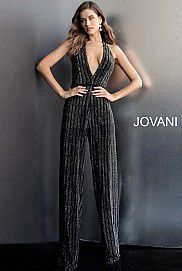 Style 65051 Jovani Black Size 6 Holiday Tall Height Jumpsuit Dress on Queenly