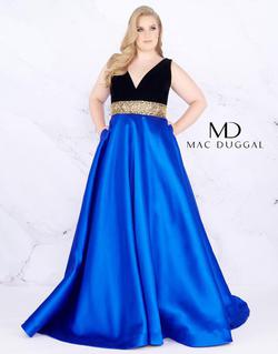 Style 66787 Mac Duggal Royal Blue Size 18 Tall Height Black Ball gown on Queenly