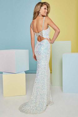 Style 16465 Tiffany Designs Silver Size 4 Holiday Tall Height Side slit Dress on Queenly