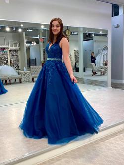 Jovani Blue Size 8 Green Pageant Ball gown on Queenly