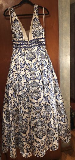 Camille La Vie Blue Size 8 Side Slit 50 Off Ball gown on Queenly