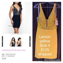 Intrigue by Blush Yellow Size 4 Midi $300 Cocktail Dress on Queenly