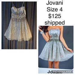 Jovani Silver Size 4 A-line Dress on Queenly