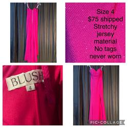 Blush Prom Pink Size 4 Shiny Blush Jersey Straight Dress on Queenly