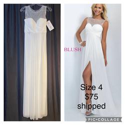 Blush White Size 4 Straight Dress on Queenly