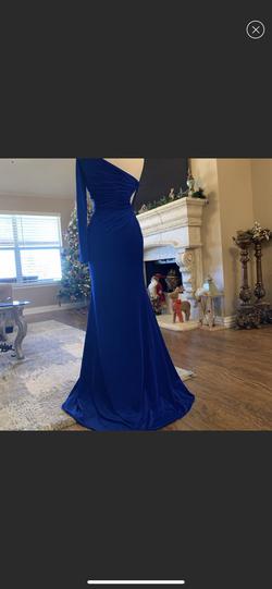 Jovani Blue Size 2 Floor Length Black Tie Straight Dress on Queenly