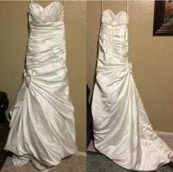 Davids Bridal White Size 2 Sequin Wedding Guest Strapless Mermaid Dress on Queenly