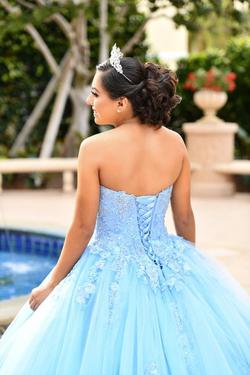 MoriLee Blue Size 4 Strapless Ball gown on Queenly