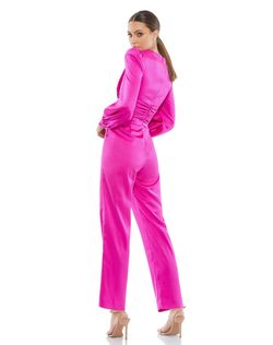 Style 2647 Mac Duggal Pink Size 10 Sorority Formal Barbiecore Euphoria Straight Jumpsuit Dress on Queenly