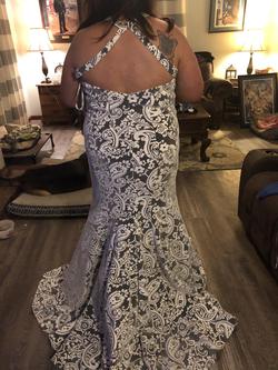 Tiffany Silver Size 18 Plus Size Velvet Mermaid Dress on Queenly