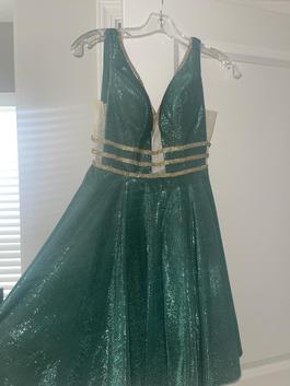 Jovani Dark Green Size 0 Sequined A-line Dress on Queenly