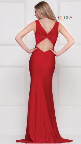 Style 2138 Colors Red Size 14 Tall Height Sorority Formal Side slit Dress on Queenly