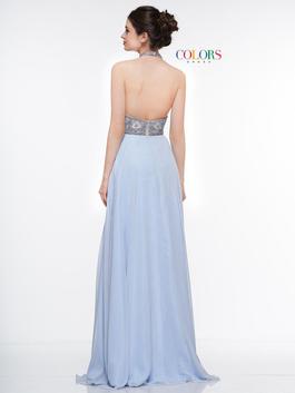 Style 2051 Colors Blue Size 10 Beaded Top Prom Pageant Side slit Dress on Queenly