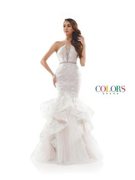 Style 2239 Colors White Size 12 Cut Out Ruffles Prom Mermaid Dress on Queenly
