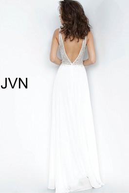 Style JVN00944 Jovani White Size 10 Pageant Backless Beaded Top A-line Dress on Queenly