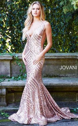Style 59762 Jovani Gold Size 10 Pageant Pattern Prom Mermaid Dress on Queenly