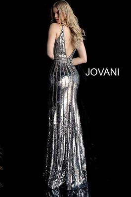Style 64159 Jovani Silver Size 4 Backless Prom Mermaid Dress on Queenly