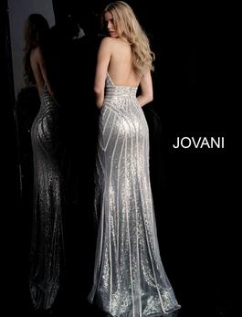 Style 62305 Jovani Silver Size 12 Black Tie Prom Pageant Mermaid Dress on Queenly