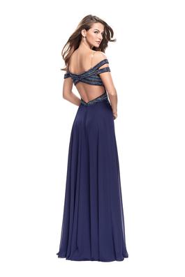 Style 26059 La Femme Blue Size 2 Pageant Tall Height Prom A-line Dress on Queenly