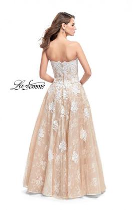 Style 25925 La Femme Nude Size 8 Strapless Prom Ball gown on Queenly
