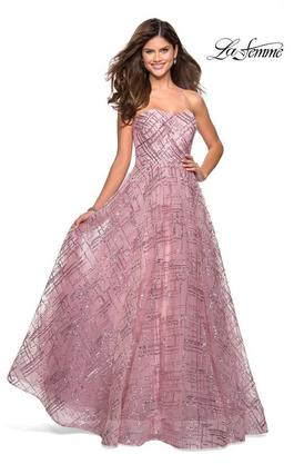 Style 27237 La Femme Purple Size 2 Pageant Tall Height Prom Ball gown on Queenly