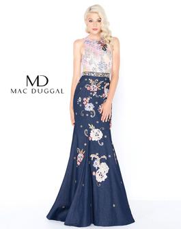 Style 40845 Mac Duggal Blue Size 8 Sequin Embroidery Keyhole Mermaid Dress on Queenly