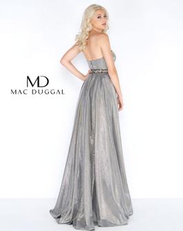 Style 2027 Mac Duggal Silver Size 12 Prom Side slit Dress on Queenly