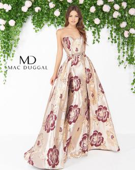 Style 79169 Mac Duggal Gold Size 10 Prom Floral Print Pageant Ball gown on Queenly