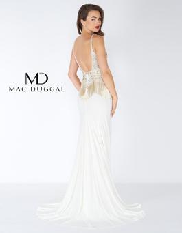 Style 62957 Mac Duggal White Size 8 Fitted Fringe Mermaid Dress on Queenly