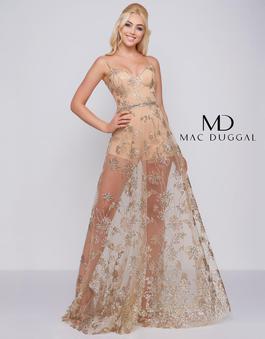 Style 48815 Mac Duggal Gold Size 8 Nude Prom Jumpsuit Dress on Queenly