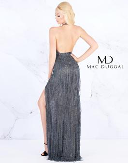 Style 4803 Mac Duggal Silver Size 6 Fringe Prom Side slit Dress on Queenly