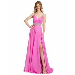 Style 48896 Mac Duggal Hot Pink Size 16 Spaghetti Strap Side slit Dress on Queenly