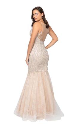 Style 1911P8352 Terani Couture Nude Size 10 Tall Height Sheer Prom Mermaid Dress on Queenly