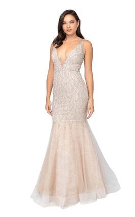 Style 1911P8352 Terani Couture Nude Size 10 Tall Height Sheer Prom Mermaid Dress on Queenly