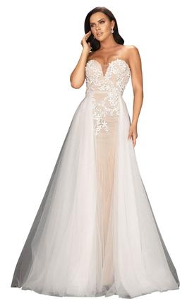 Style 2011P1055 Terani Couture White Size 8 Sheer Nude Prom Ball gown on Queenly