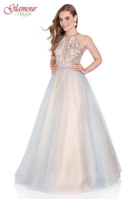Style 1611P1238D Terani Couture Silver Size 4 Tall Height Prom Ball gown on Queenly