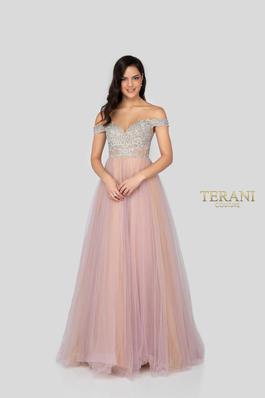 Style 1911P8120 Terani Couture Nude Size 6 Multicolor Tall Height Ball gown on Queenly