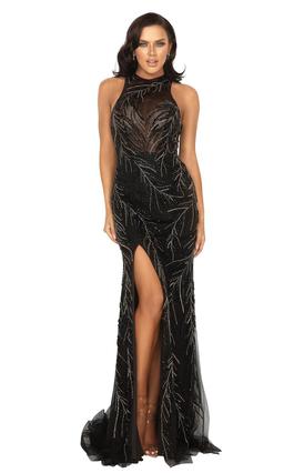 Style 2011P1058 Terani Couture Black Size 12 Tall Height Sheer Prom Side slit Dress on Queenly