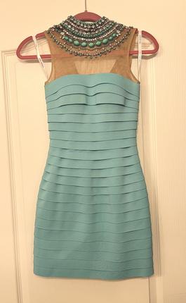 Sherri Hill Blue Size 00 Sheer Bodycon Cocktail Dress on Queenly