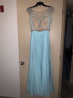 Mac Duggal Light Blue Size 4 Side Slit Straight Dress on Queenly