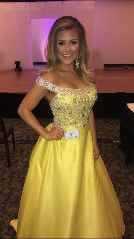 Mac Duggal Yellow Size 2 Custom Floor Length Jewelled Ball gown on Queenly