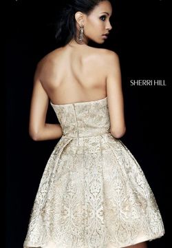 Sherri Hill Gold Size 2 Holiday Strapless Cocktail Dress on Queenly