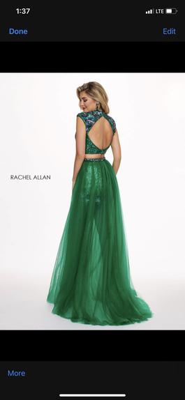 Rachel Allan Green Size 4 Cape Two Piece Sequin Jumpsuit Dress on Queenly