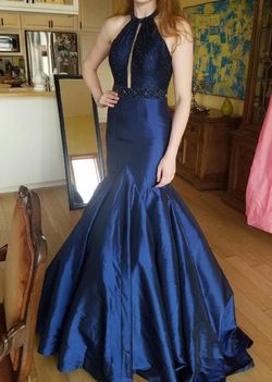 Gaspar Cruz Blue Size 6 Halter Prom 70 Off Mermaid Train Dress on Queenly
