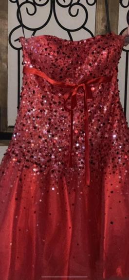 Camille La Vie Red Size 6 Jewelled Strapless A-line Dress on Queenly
