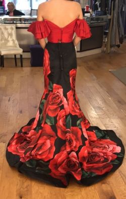 Sherri Hill Red Size 4 Floor Length Ruffles Mermaid Dress on Queenly