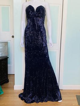 La Femme Blue Size 6 Jersey Sequin Straight Dress on Queenly