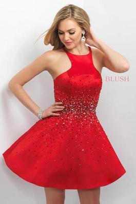 Style 239 Blush  Red Size 4 Holiday Party Cocktail Dress on Queenly